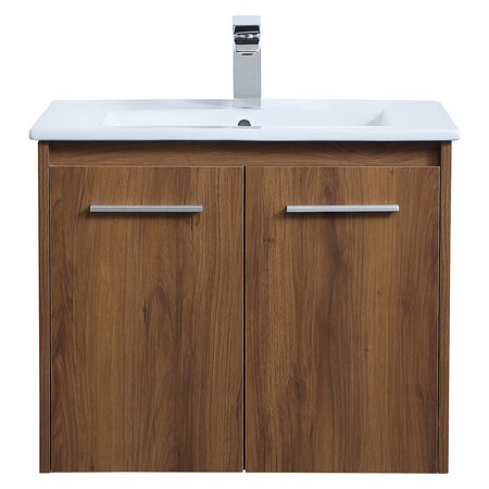 Elegant Decor 24 Inch Single Bathroom Floating Vanity In Walnut Brown, 714544 VF44024WB